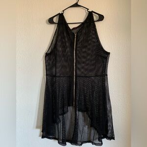 Black Mesh High Low Shirt